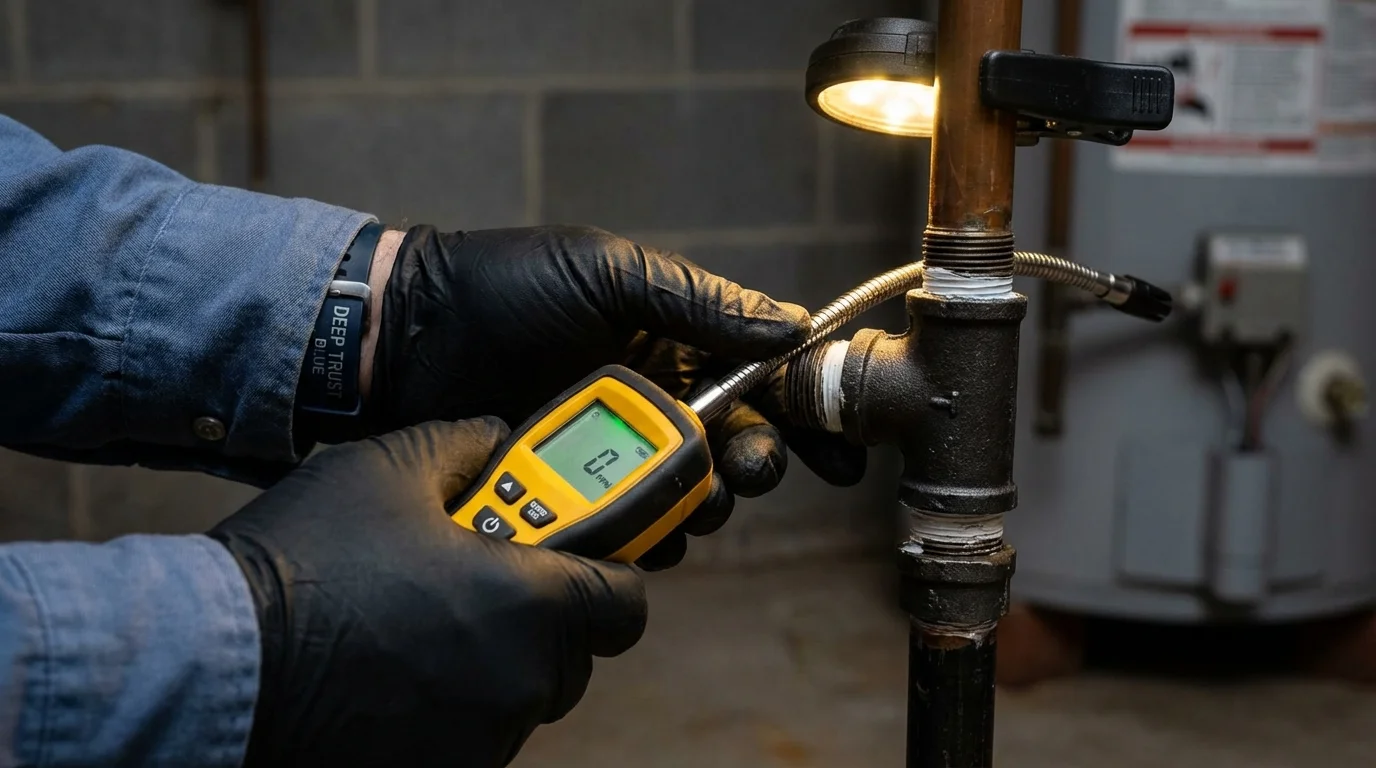 Gas leak detection with electronic sniffer by Johns Plumbing LLC in Victorville