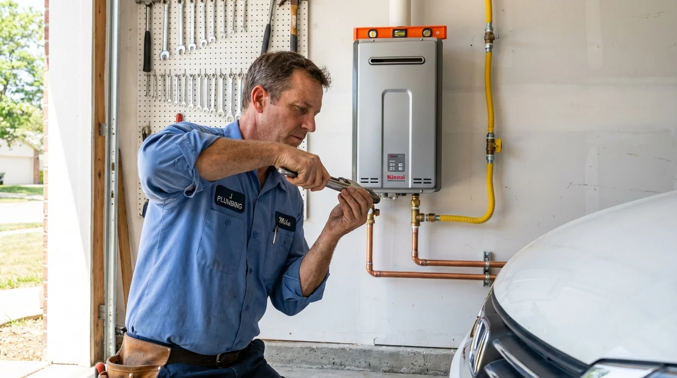 Tankless water heater installation by a Johns Plumbing LLC plumber in Victorville